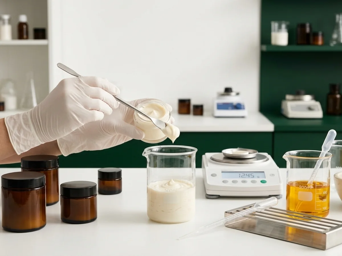 Travail de formulation cosmétique en laboratoire